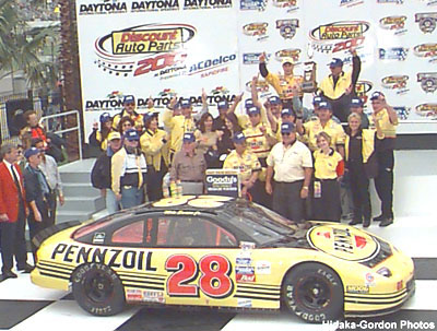Mike Swaim after winning the Goody's Dash race in 1998 (Hidaka-Gordon Photo)