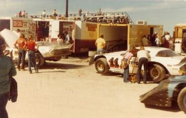 1980 - Mitton race cars in the pit area (Ricky Smallwood Photo)