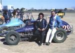 Shane Carson poses with car owner Bob Trostle in Feb. 1978 (Gene Marderness Photo)