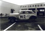 Milt Hartlauf's Ford Modified outside the Fish Carburator shop in Daytona.