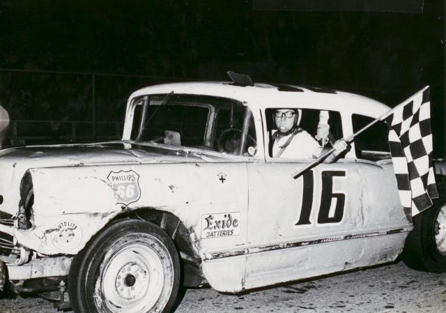 7-26-66 - Pat Herndon in victory lane (Chet Overton photo from the Allison collection)