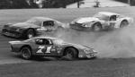 1981 Snowball Derby - Donnie Bishop spins as Jackie McGuire and Red Farmer pass (David Allio Photo)