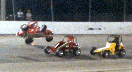 2004 TBARA champion Dude Teate takes a TQ Midget tumble early in his racing career...