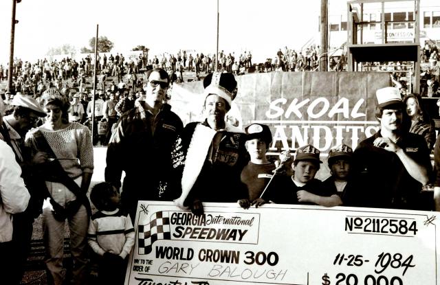 Gary Balough after winning the World Crown 300 at Georgia Intl Speedway in 1984