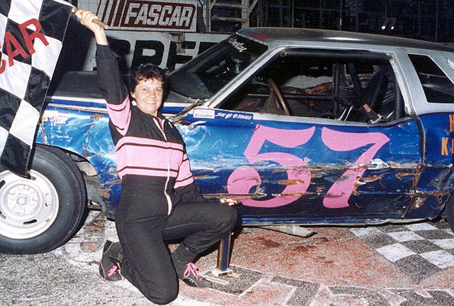 Barbara Pierce, the First Lady of Florida short track racing, after one of her many wins...