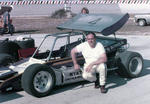 Tony Lavati poses with his 4WD rear-engine Supermodified - 1975 (Westerman Photo)