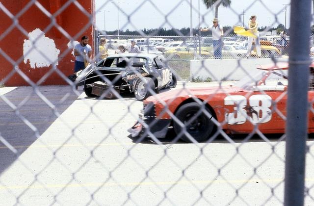 Vaughn Heath crashes during a Stock Car event on the road course (Larry Glendenning Photo)