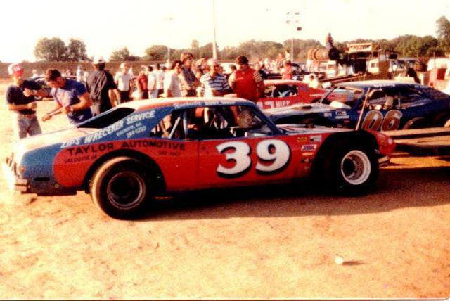 Marlin Huffmaster's Nova in the pits at Columbia County in 1979...