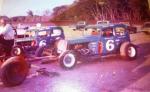 Harvey Jones cars in the pits at Lake City...