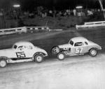 Miami's Bobby Brack chases NE legend Parker Bohn at Wall Stadium, NJ... (Marty Little Collection)