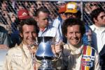 Hurley Haywood and Peter Gregg in victory lane after winning the 1973 24 Hour race...
