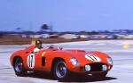 Juan-Manuel Fangio at the wheel of a Ferrari 860 Monza on his way to winning in 1956 with co-driver Eugenio Castellotti...