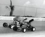 David Smith inside of Hardy Maddox in winged Sprint Car action...