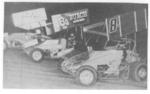 Sport Allen #18 dives between Shane Carson #8T and another car during an All Star show in 1986 (Phil Kunz Photo)
