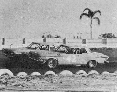 Richard Petty passes his brother Maurice on his way to winning the only NASCAR GN race held at the track in 1962...