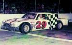 Checkered flag for Gene Johnson in the early-1970s - Not sure what track this was...