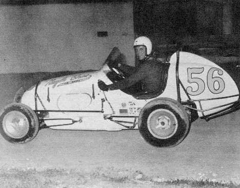Wally Dallenbach, Sr. set to go Midget racing at Daytona Municipal Stadium in 1964 (Les King Photo)