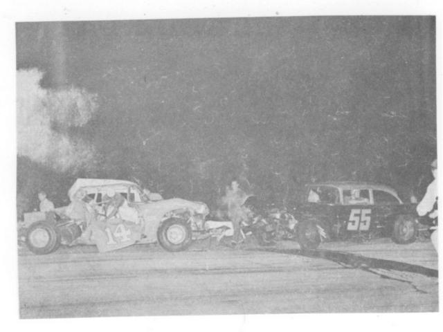 Don Brothers and Wayne Moree after a big LM crash in 1965 (Oscar Norton Photo)