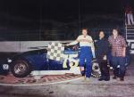 Ed Meredith after a win in 1987 with car owner Glen Nations and crew chief Shawn Gourley...