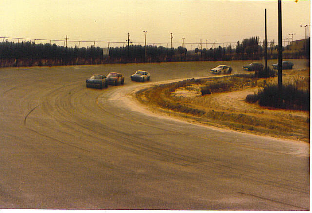 Mini Stocks in 1982 - one of the last races run at the track.  Steve Wheeler leads (Courtesy Ralph Wheeler)