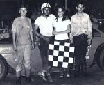 Wayne Ashton with wife Linda after a win in 1970 - Crewmen Rusty Perdue (L) and Toby Green (R)...
