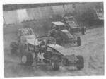 Johnnie Law leads a pack of Southern Modifieds in 1986 (Max Dolder Photo)