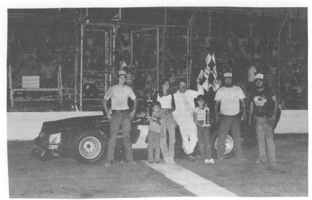 Jerry Fitch a crew after a 1981 Thunder Car win (Jim Jones Photo)