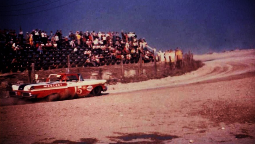 Tim Flock on his way to winning the 1957 Convertible race driving a Mercury for Bill Stroppe (Courtesy Scott Peterson)