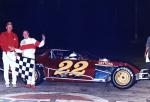 Dave Dunkin with starter LaVerne Patrick after a Modified win on the quarter-mile (Bobby 5X5 Day Photo - Dunkin Collection)