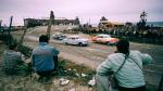 Great shot of GN cars coming off the North Turn in 1956 - Joel Million leads Junior Johnson and Charlie Cregar...