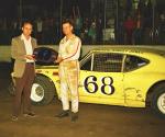 Harvey Jones receiving an award from Charles Severance after a 1974 feature win...