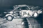 Butch Johnston's car is a bit used up after a Figure-8 crash in 1967 (Jim Fenton Collection)