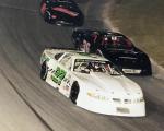 Richard Baer tries to hold off Michael Faulk during a 2001 LM race (Jim Jones Photo)