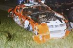 Darrell Frye, Jr.'s car after a big crash with Chuck Stanley and subsequent flip...