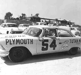 NJ Modified star Al Tasnady took his shot at the big time here on the beach in 1957 with a new Plymouth (Marty Little)