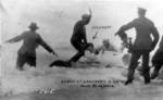 Frank Lockhart and wrecked car being pulled from the water - 1928