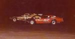 Rance Phillips (86) races with Eddie McDonald Jr. (90) at Columbia County in 1979 (Photo Courtesy Frank Dial)