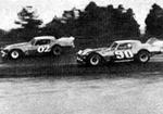 Rance Phillips (90) races with Steve Moran (02) at Columbia County in 1980 (Photo Courtesy Frank Dial)
