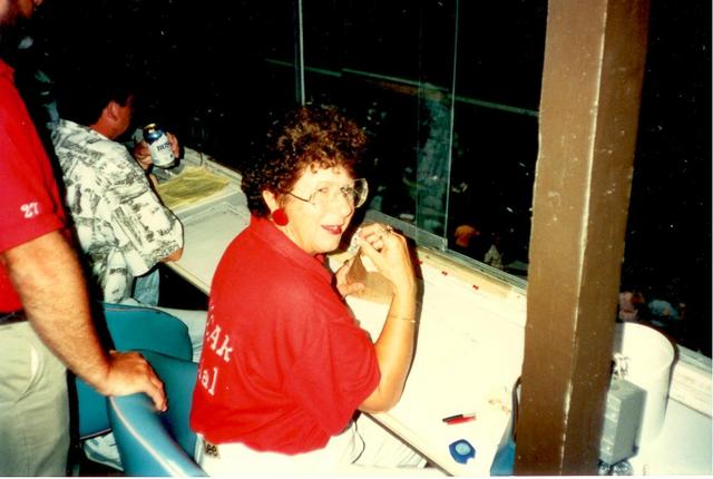 The late Peggy Kincaid was a fixture in the tower untill her passing in May, 2009. This photo from October, 1990...