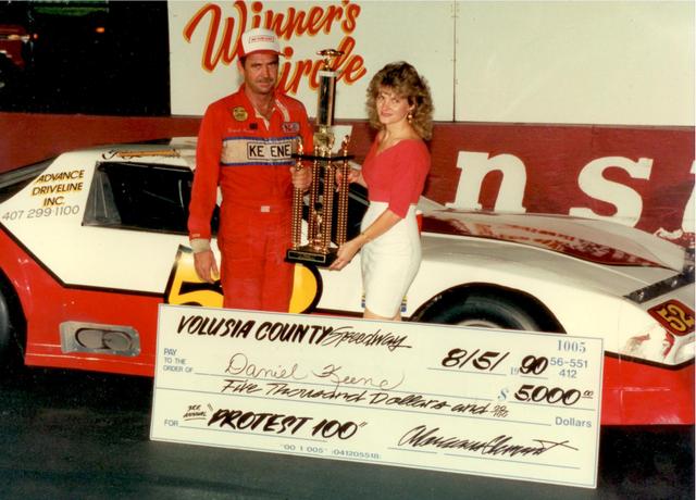 Daniel Keene in victory lane - June 1990 (Don Bok Photo)