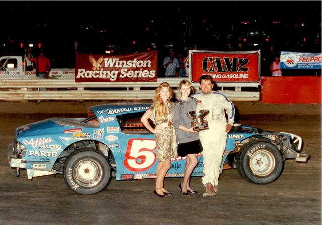 Georgia's Harold Etheridge after winning the Street Stock 100 6-5-1988 (Don Bok Photo)