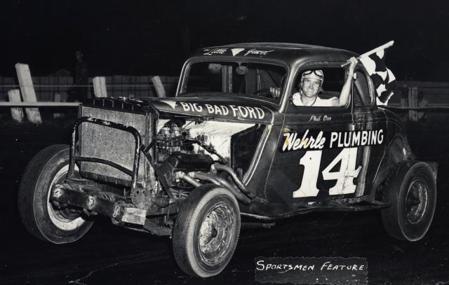 Sunbrock Speedway - July 13, 1956 - Phil Orr wins the Sportsman feature (Orr Family Collection)