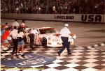 Freddy Query heads to victory lane after winning a Hooters LM race...