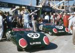 1957 - 2 of the 4 Lotus-11 team cars - #59 was  Colin Chapman/Joe Sheppard. #60 was Jay Chamberlain/Ignacio Lozano...