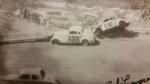 Bunk Moore #399 and Red Farmer hit the fence off turn two during the 1956 Modified race (Courtesy Red Farmer)