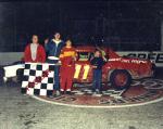 Ted Head in victory lane with Bruce Gayton, Bomber Bill Loomis and a young Chad Pierce after a Bomber win...