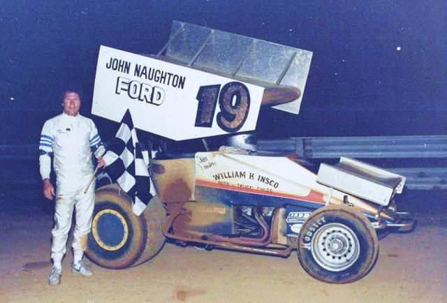 Jim Childers takes a Sprint Car win in 1985 (Jim Fenton Collection)