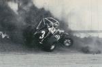 1974 IMCA Winternationals - Tampa's Robert Smith in a bit of trouble (Clint Lawton Photo)